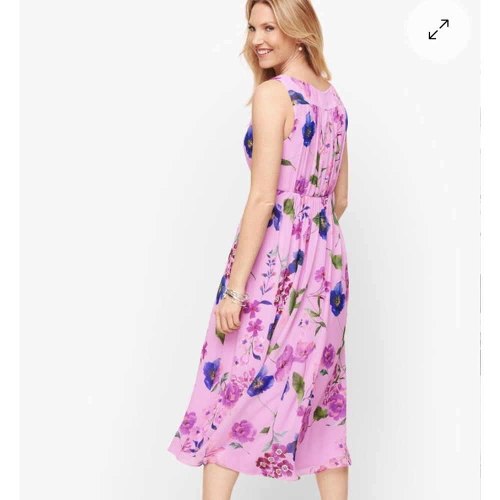 Talbots Georgette Botanical Floral Dress Sz 8P NWT *V - Picture 3 of 9